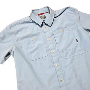 Simms Fishing Products‎ Mens Shirt Large L Short Sleeve Button Up Blue